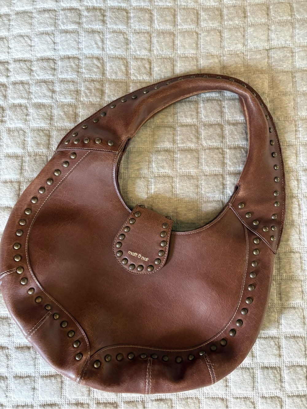 Matt & Nat Chestnut Brown Studded Hobo Shoulder Bag